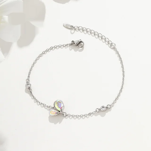 Artificial Crystal Series Water Drop Bracelet Colorful Special interest Design Sweet White Color White - Shop at LoveMi