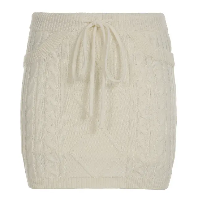 New Fashionable Lace up Sexy Sweet Solid Color Hip Skirt Beige - Shop at LoveMi