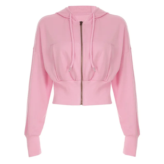 European And American Street Style Cropped Hoodie Pink - Shop at LoveMi