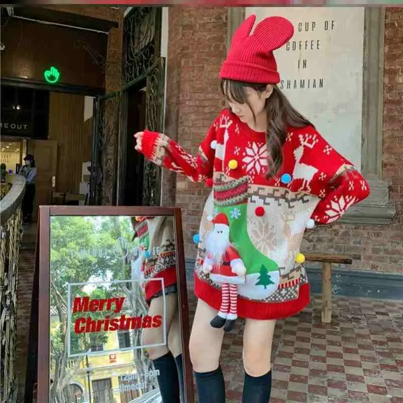 Christmas Ugly Sweater Couple Red Theme Clothes Red - Shop at LoveMi