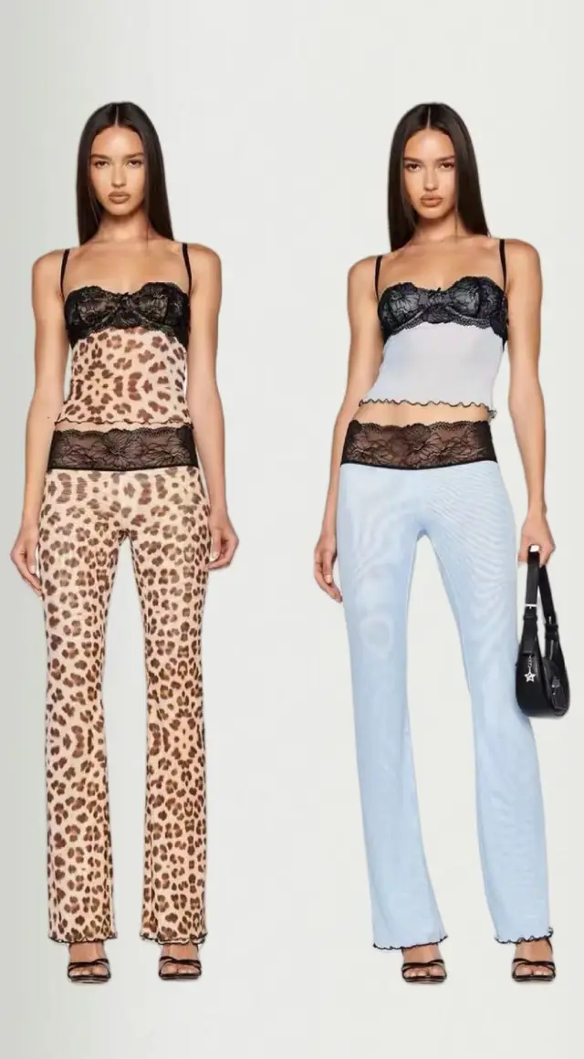 Women's SpringSummer New Mesh Bandeau Sling Trousers Leopard Suit - Shop at LoveMi