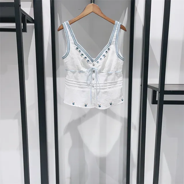 V neck Short sleeved Lace up Mori Blouse Vest - Shop at LoveMi