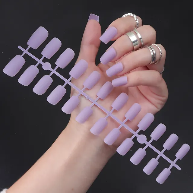 Solid Color Long Square Head Frosted Nail Stickers Cfm 16 - Shop at LoveMi