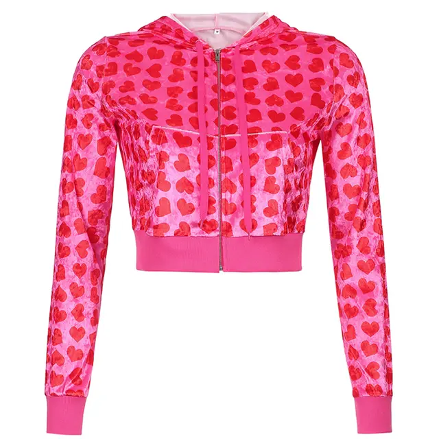 Velvet Love Printed Hooded Sweater Fashion Suit Women Rose Red Top - Shop at LoveMi