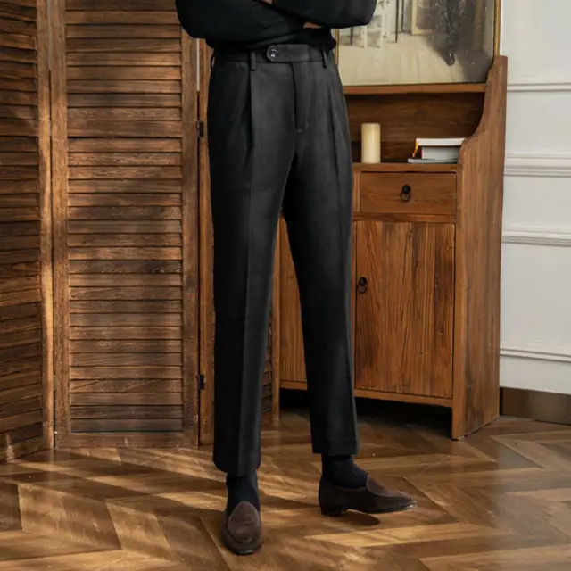 Autumn And Winter Thick Casual Straight Leg Trousers Black - Shop at LoveMi