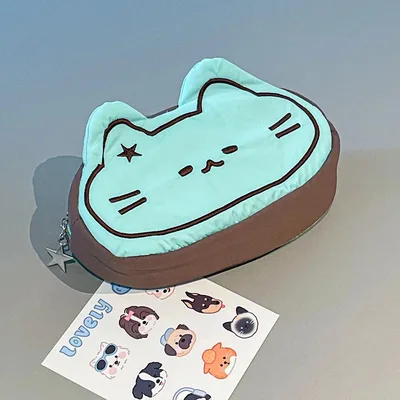 Cartoon Cute Caramel Cat Pencil Case Good looking Mint Chocolate Cat Pencil Case - Shop at LoveMi