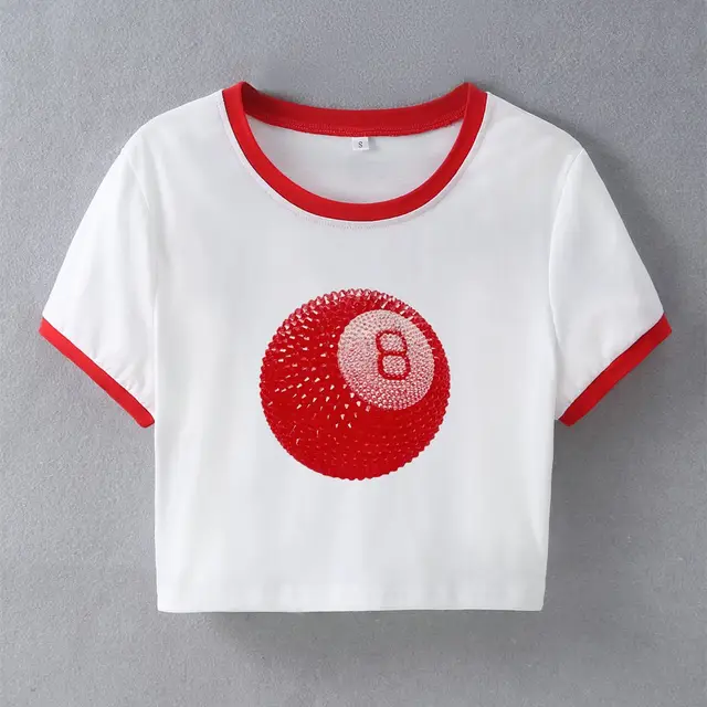 Women's Cropped Slim fit Short sleeved T shirt Red - Shop at LoveMi