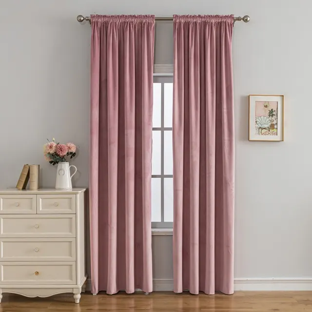 Velvet Luxury Natural Drape Comfortable Soft Home Decoration High Shading Curtain Pink - Shop at LoveMi