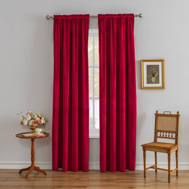 Velvet Luxury Natural Drape Comfortable Soft Home Decoration High Shading Curtain Wine Red - Shop at LoveMi