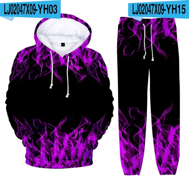 New Color Flame Digital Printing Ankle Banded Pants Suit 9 Style - Shop at LoveMi