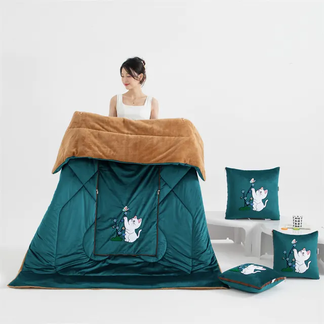 Cartoon Cushion Quilt Dual purpose Air Conditioner Quilt Bayeta Cushion Pillowcase Backrest Pillow Spearmint - Shop at LoveMi