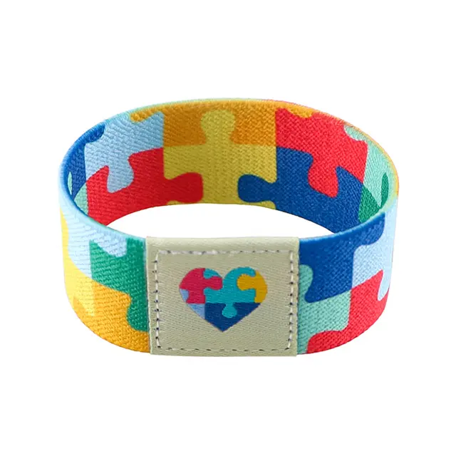 Colorful Puzzle Elastic Wrist Strap Care Autism Sports Elastic Cartoon Bracelet Washable Elastic Mxsh41/03 - Shop at LoveMi