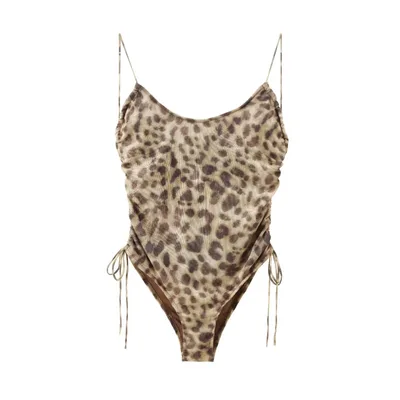 Women's Leopard Print Mesh Camisole Jumpsuit With Chest Pad Light Leopard Print - Shop at LoveMi