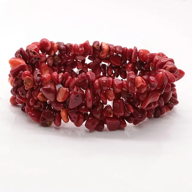 Amethyst Irregular Gravel Multiple Elastic String Red Coral - Shop at LoveMi