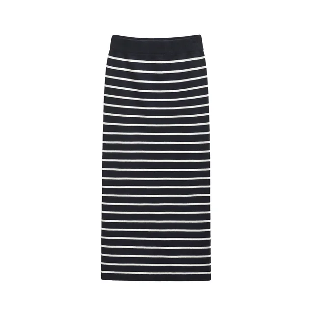 Women's Striped Knitted Coat Straight Skirt Suit Skirt - Shop at LoveMi