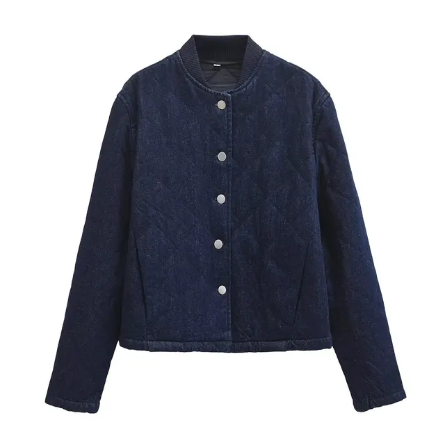 Women's Denim Washed Cotton Coat Dark Blue - Shop at LoveMi