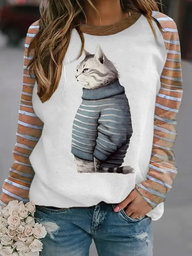 Women's Loose Casual Comfortable Versatile Daily Printing Sweater Styleg7Z4382 - Shop at LoveMi