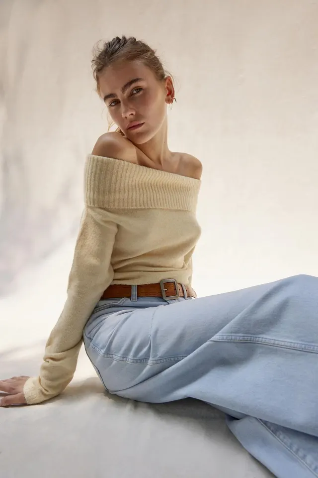 Women's Top Solid Color Off the neck Lapel Apricot - Shop at LoveMi