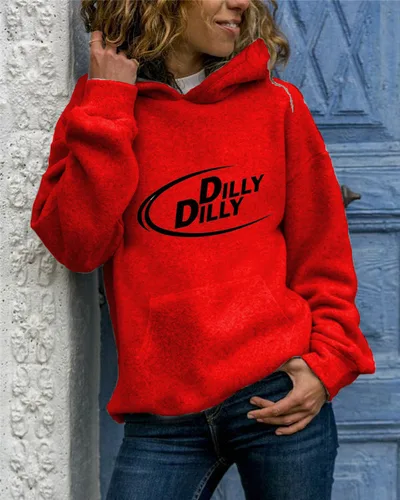 Animal Print Round Neck Hooded Sweater Red Hooded - Shop at LoveMi