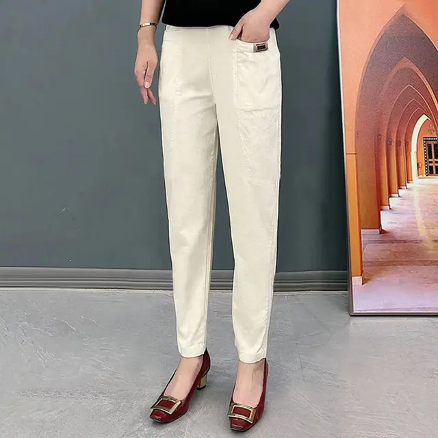 Leisure Commute All matching Fashionable Pants Cover Belly Comfortable Apricot - Shop at LoveMi