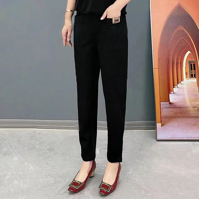 Leisure Commute All matching Fashionable Pants Cover Belly Comfortable Black - Shop at LoveMi