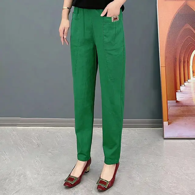 Leisure Commute All matching Fashionable Pants Cover Belly Comfortable Green - Shop at LoveMi