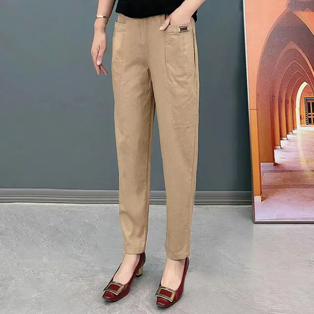 Leisure Commute All matching Fashionable Pants Cover Belly Comfortable Khaki - Shop at LoveMi