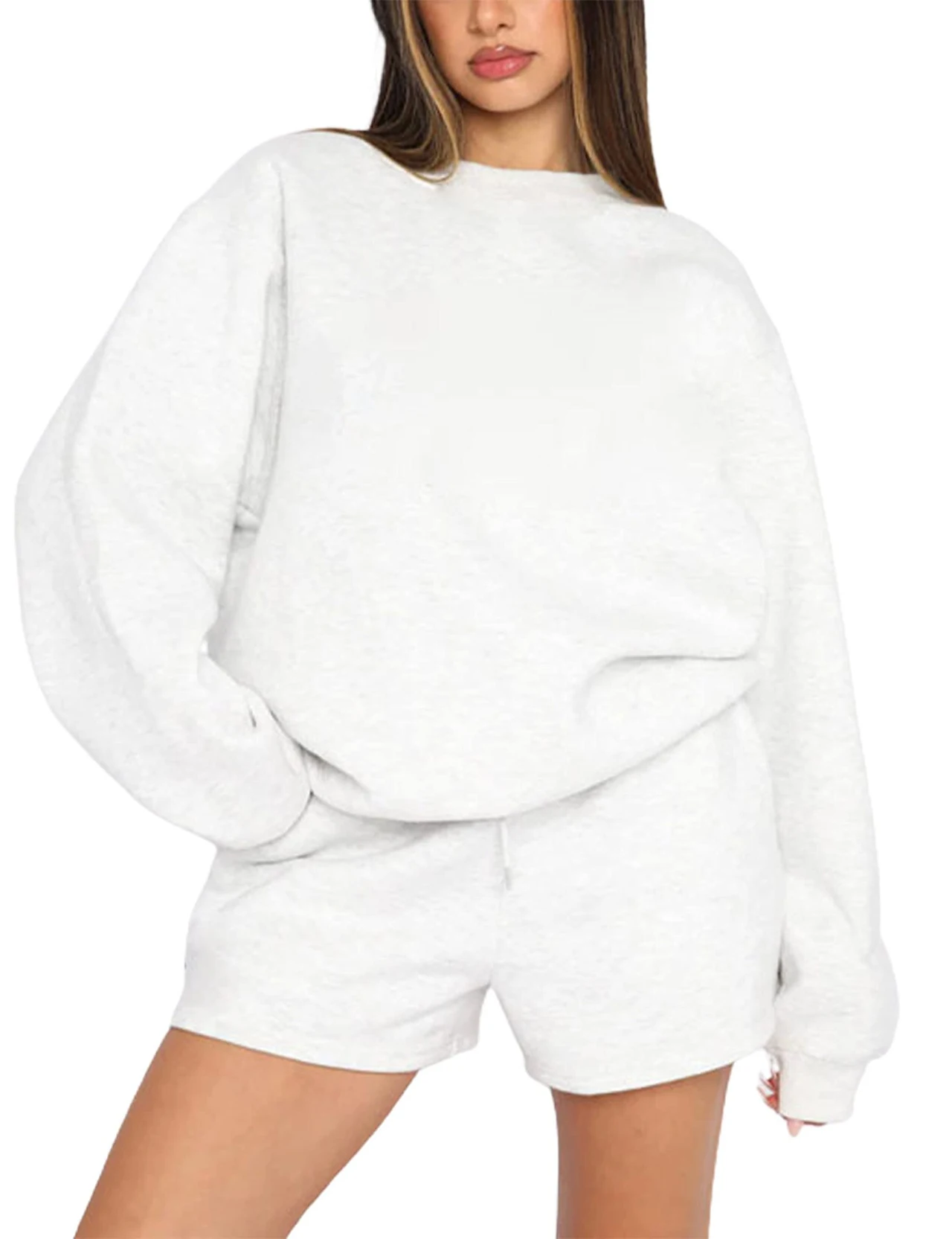 Women's Fashion Casual Shorts Suit - White