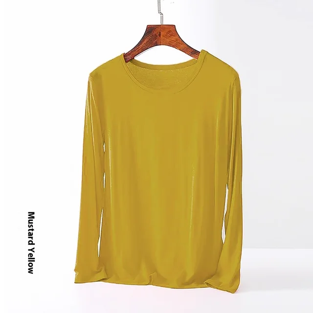 Women's Plus Size Modal Long sleeved T shirt Mustard Yellow Coat - Shop at LoveMi