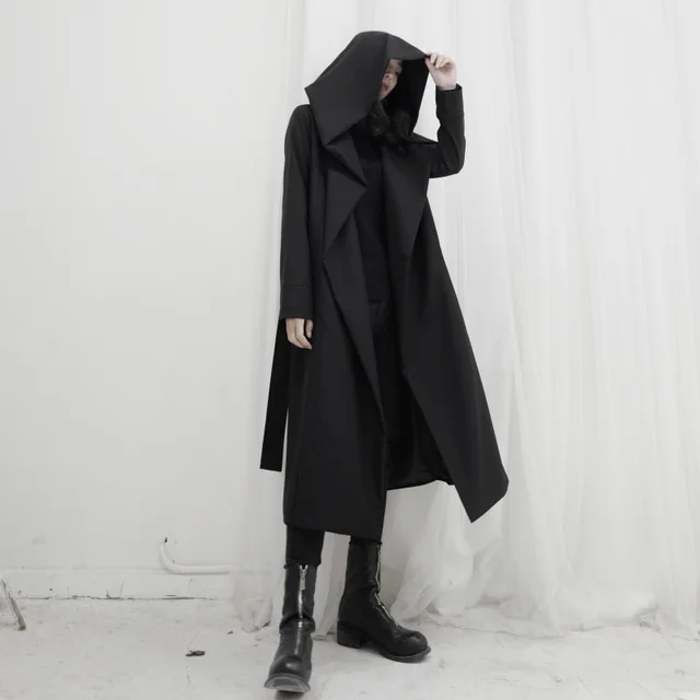 Over The Knee Wizard's Hat Cloak Trench Coat Black - Shop at LoveMi