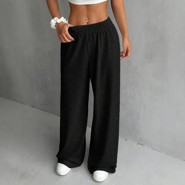 Loose Solid Color Casual Track Sweatpants Black - Shop at LoveMi