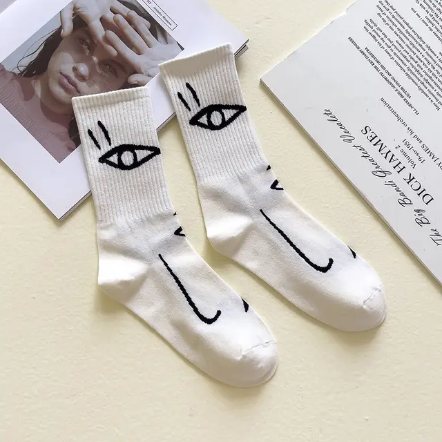 Boneless Suture Abstract Lines Tube Socks Demon Eyes - Shop at LoveMi
