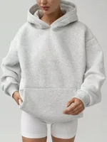 Women's Long-sleeved Hooded Sweater - Silver