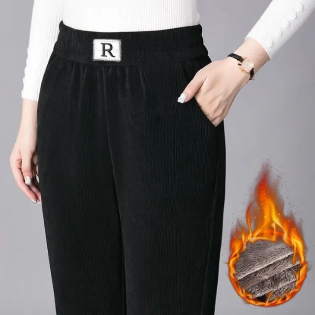 Warm Velvet Padded Thickened Bejirog Casual High Waist Slimming Skinny Pants Black - Shop at LoveMi