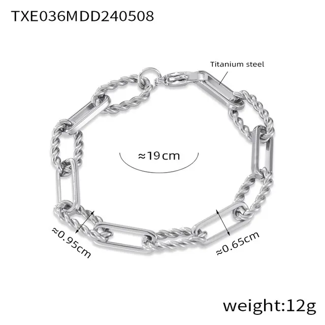 Personality Geometry Reverse Stitching Bracelet Suit Txe036 Steel Color - Shop at LoveMi