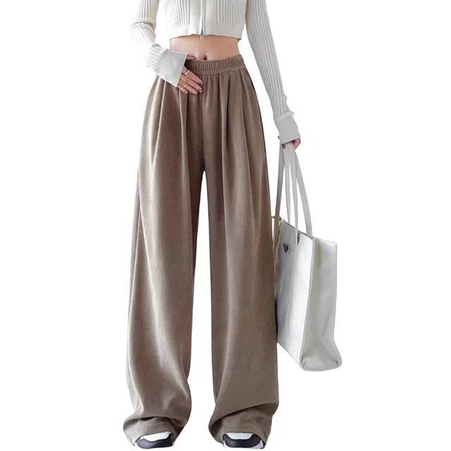 Casual Straight leg Maillard Brown Wide leg Pants For Women 809 Brown - Shop at LoveMi