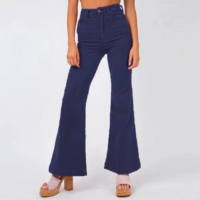 Fashion New Corduroy Bell bottom Pants Wide Leg Pants Women Street Solid Color Casual Blue - Shop at LoveMi