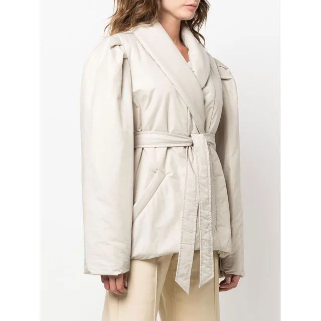 Women's Lapel Cotton padded Coat Apricot - Shop at LoveMi