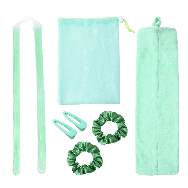 Condensate Beads Heat free Hair Curler 7 piece Set Quick Roll Artifact Green 7 Pieces - Shop at LoveMi