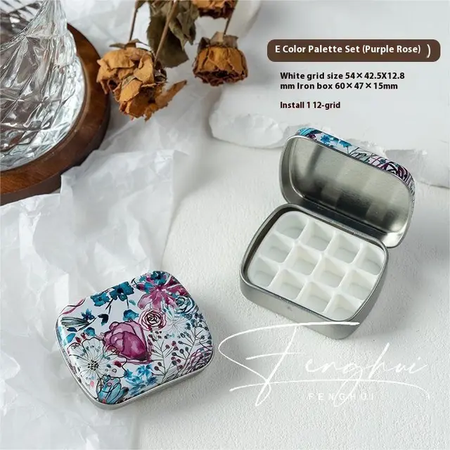 Manicure Watercolor One piece Flip Small Iron Box 24 piece Portable Mini Palette E Style - Shop at LoveMi