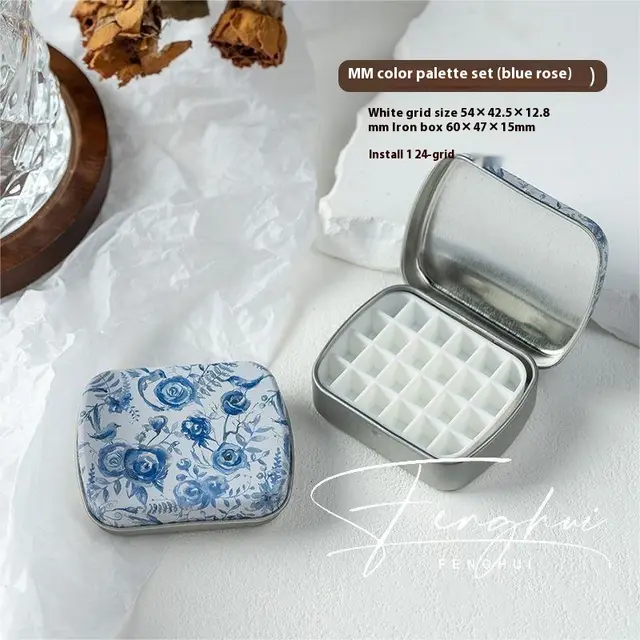 Manicure Watercolor One piece Flip Small Iron Box 24 piece Portable Mini Palette Mm Style - Shop at LoveMi