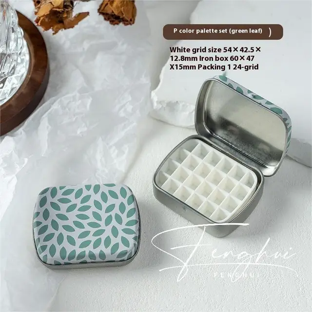 Manicure Watercolor One piece Flip Small Iron Box 24 piece Portable Mini Palette P Style - Shop at LoveMi