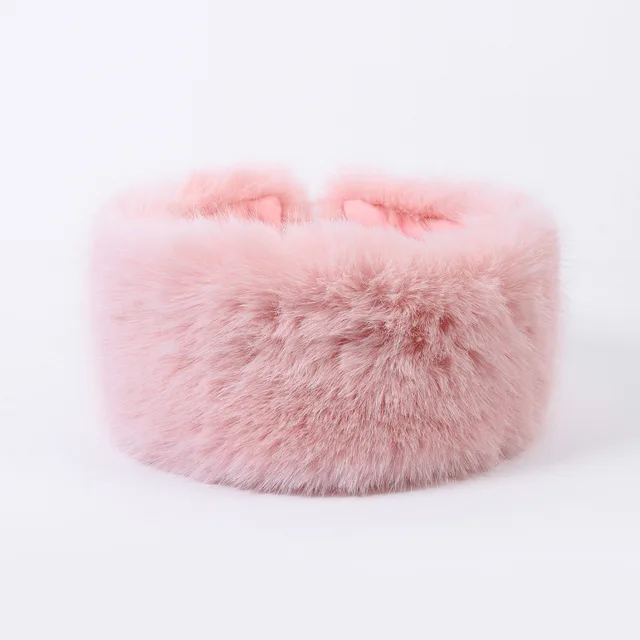 Fur Ball Woolen Cap Autumn And Winter Imitation Fur Thickened Hat Pink - Shop at LoveMi