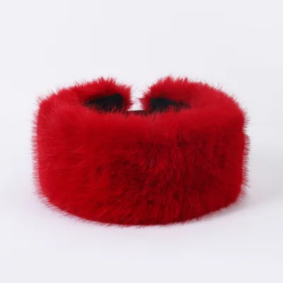 Fur Ball Woolen Cap Autumn And Winter Imitation Fur Thickened Hat Red - Shop at LoveMi
