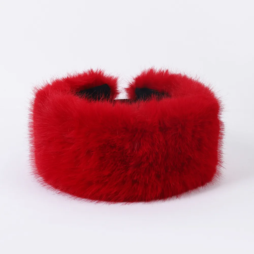 Fur Ball Woolen Cap Autumn And Winter Imitation Fur Thickened Hat - Red - View 1