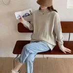 Autumn And Winter New Twist Simple Comfortable Sweater Bottoming Shirt - Oatmeal Color