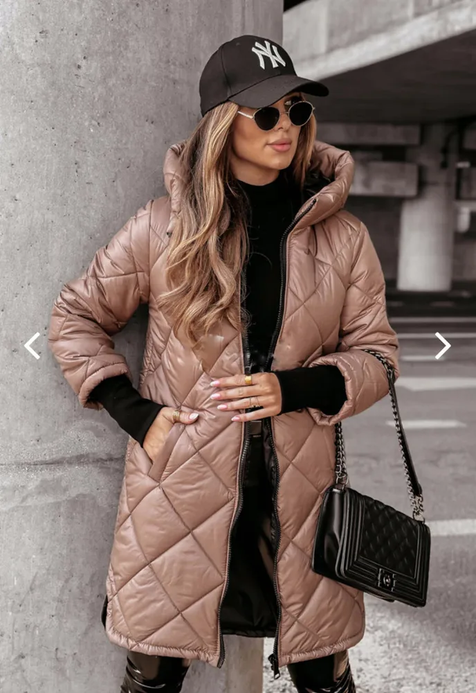 Women's Winter Hooded Cotton-padded Mid-length Cotton-padded Jacket - Camel - View 1