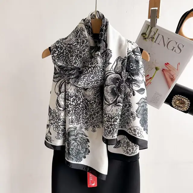 Spring And Summer New Silk Satin Sunscreen Scarf White - Shop at LoveMi