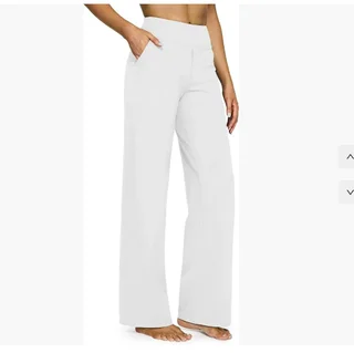 Pocket Knitted Straight High Waist Trousers - White