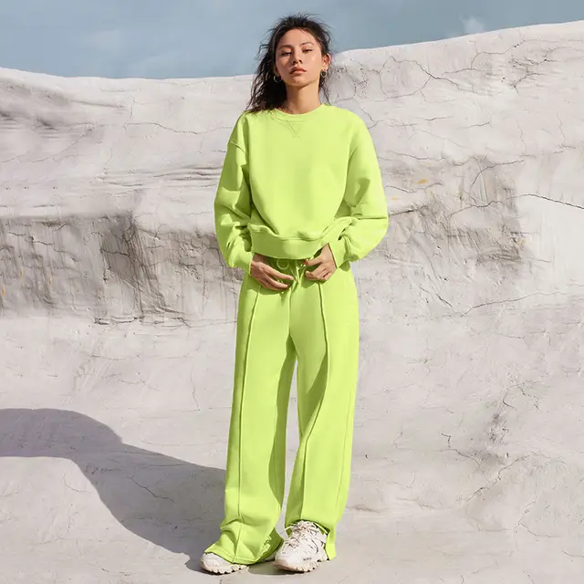 Women's Casual Fashion Round Neck Suit Long sleeved Sweater Green - Shop at LoveMi